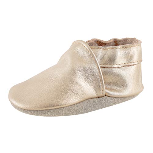 koshine Weiches Leder Krabbelschuhe Baby Schuhe Kinder Lauflernschuhe Hausschuhe 0-3 Jahre (Gold, Numeric_24) von koshine