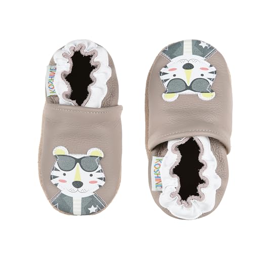 koshine Weiches Leder Krabbelschuhe Baby Schuhe Kinder Lauflernschuhe Hausschuhe 0-3 Jahre (Tiger, Numeric_22) von koshine