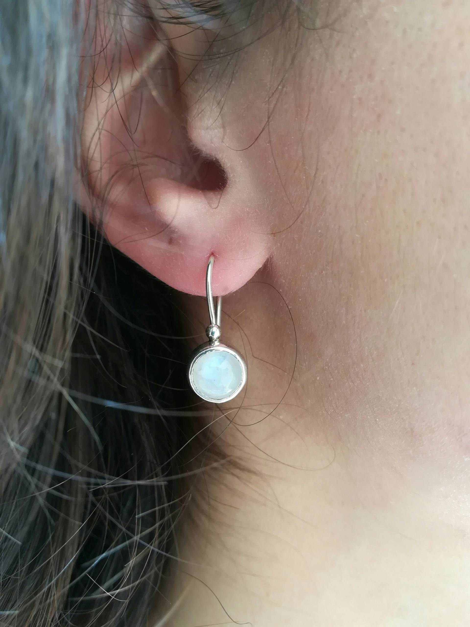Moostone Sterling Silber Ohrringe, Handgemachte Hochzeitsohrringe, Geburtsstein Juni, Frauen Geschenk, Mondstein Tropfen Braut Ohrringe von kosmojewellery