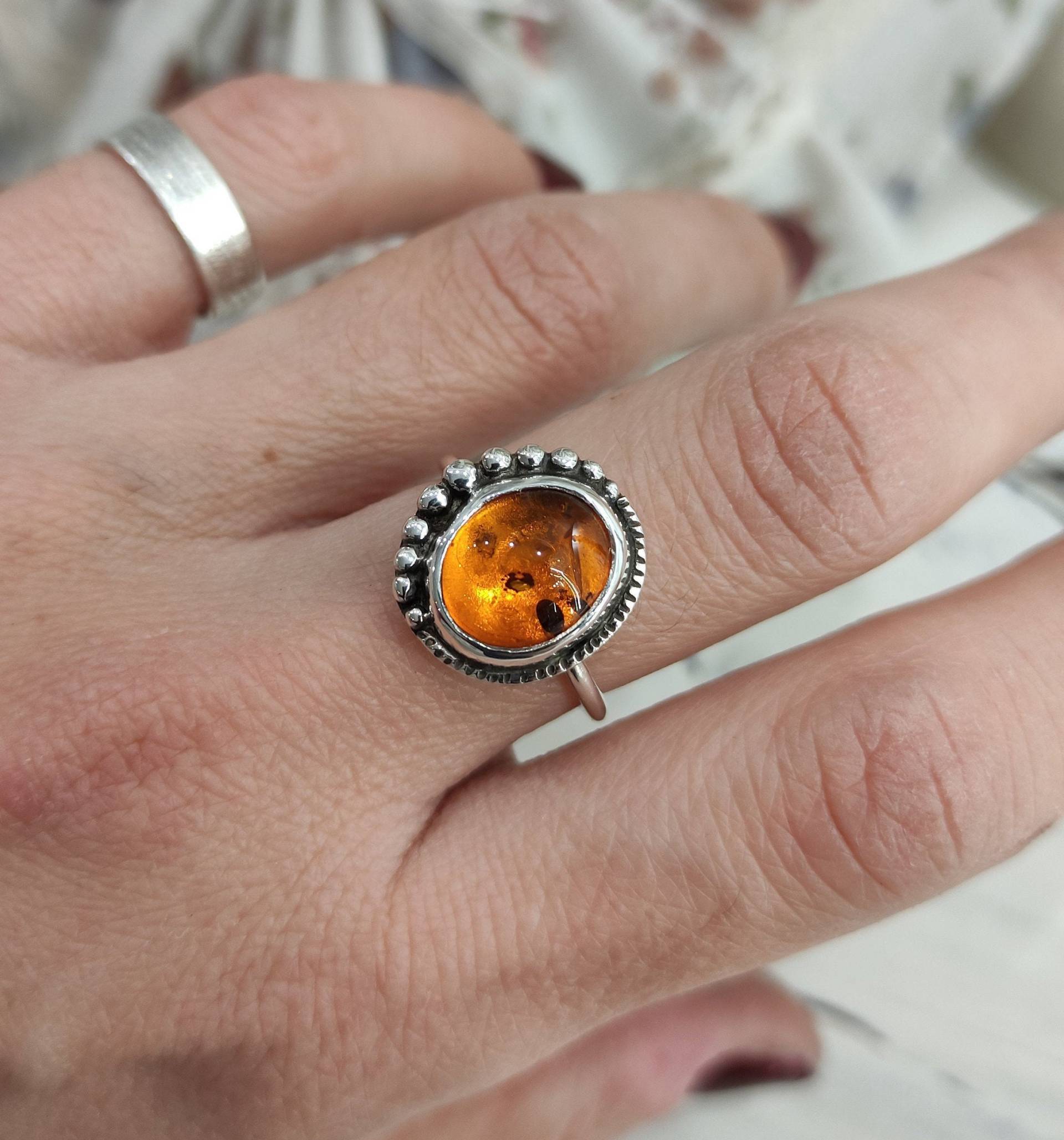 Natürlicher Bernstein Sterling Silber Ring Für Löwe, Natürlicher Handgemacht Statement Frauen von kosmojewellery
