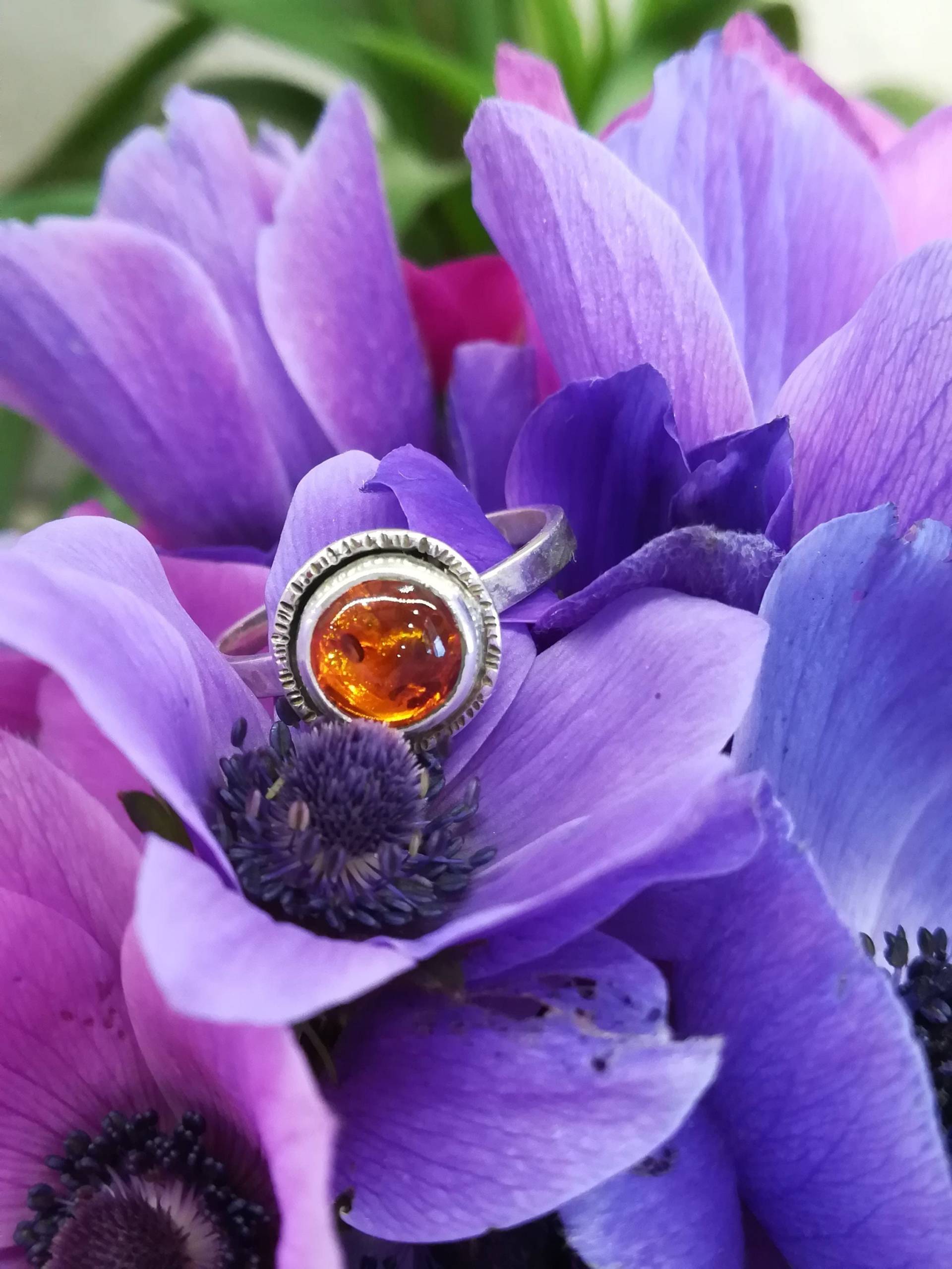 Natürlicher Bernstein Sterlingsilberring Für Löwe, Natürlicher Handgefertigter Statement Silberring Frauen von kosmojewellery