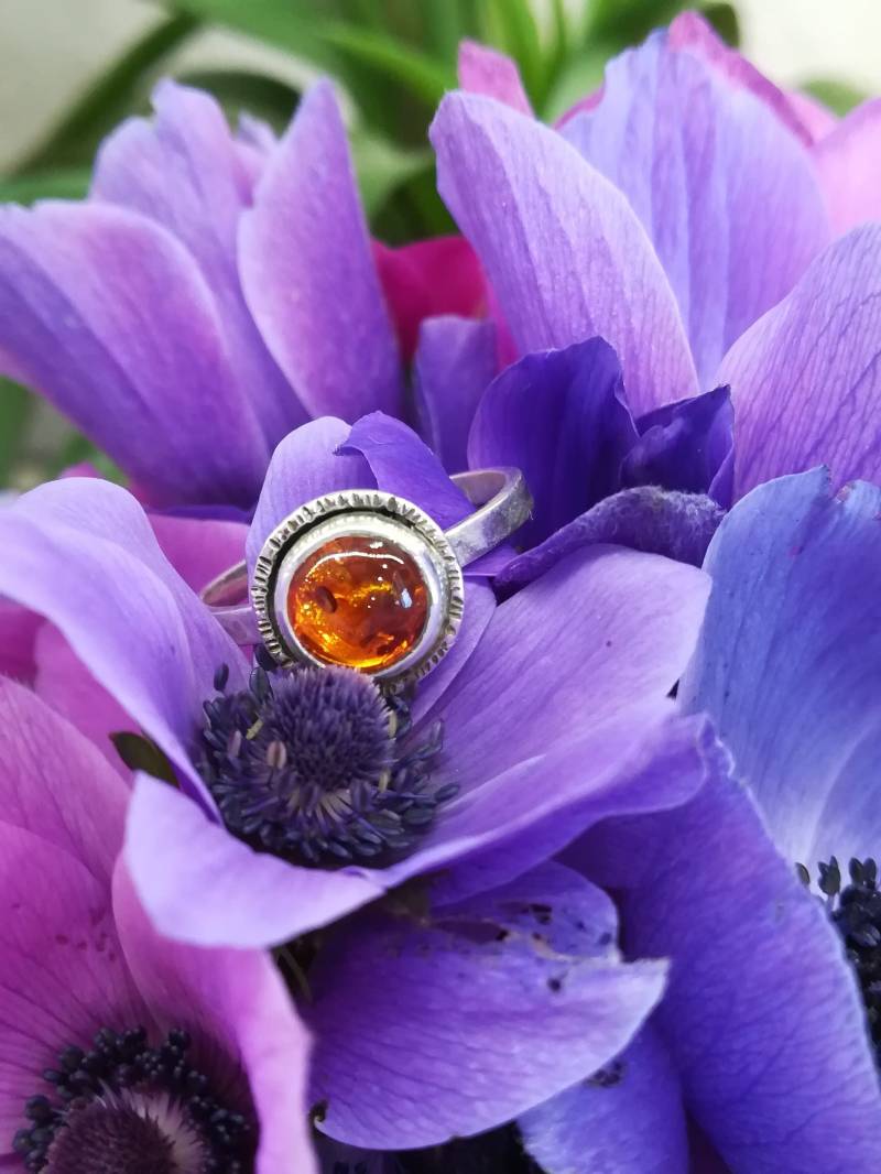 Natürlicher Bernstein Sterlingsilberring Für Löwe, Natürlicher Handgefertigter Statement Silberring Frauen von kosmojewellery