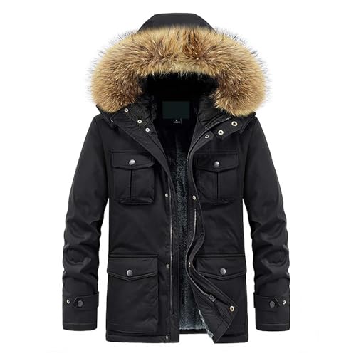 kosopse Grüne Herren Winter Männer Plüsch Baumwolle Jacke Mittellange Mit Kapuze Baumwolle Jacke Männer Casual Jugend Dicken Mantel S Winterjacke Herren (Black, XXXXXXXXL) von kosopse