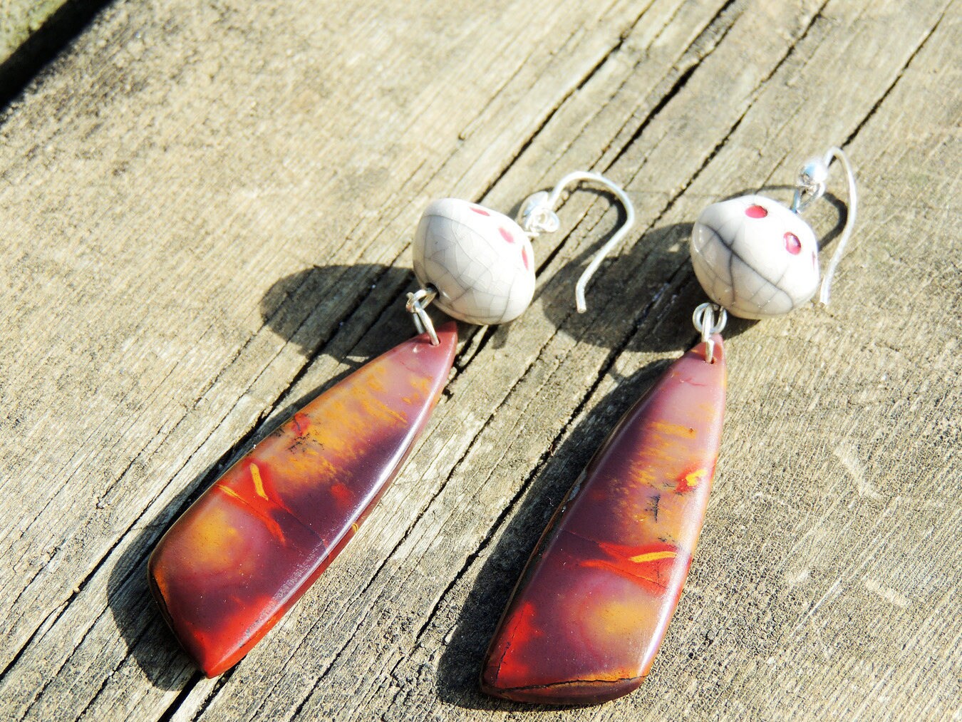 Jasper Mokaite 925 Silber Ohrringe Und Raku-Keramik Jasper Mokaite 925 Silber Ohrringe Und Raku-Keramik von koszalin