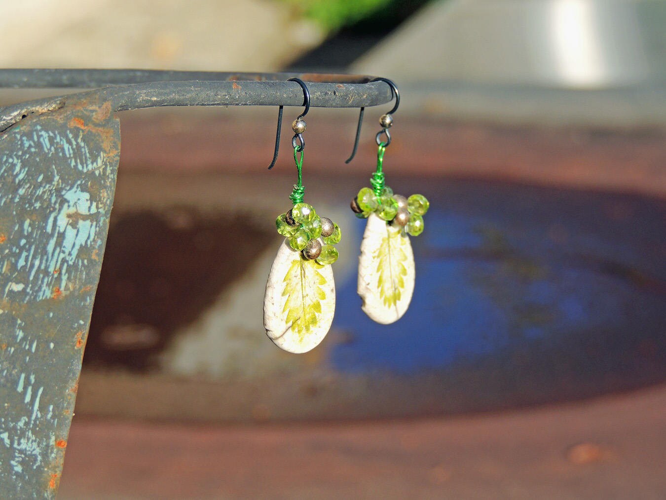 Ohrringe Niob Keramik Raku Schöpfer Peridots Silber 925 Ohrringe Niob Keramik Raku Schöpfer Peridots Silber 925 von koszalin
