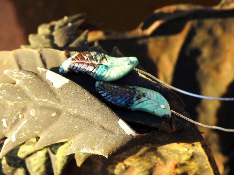 Ohrringe in 925 Silber Ketten Verlässt Chrysokoll 31/11mm Ohrringe in 925 Silber Ketten Verlässt Chrysokoll 31/11mm von koszalin