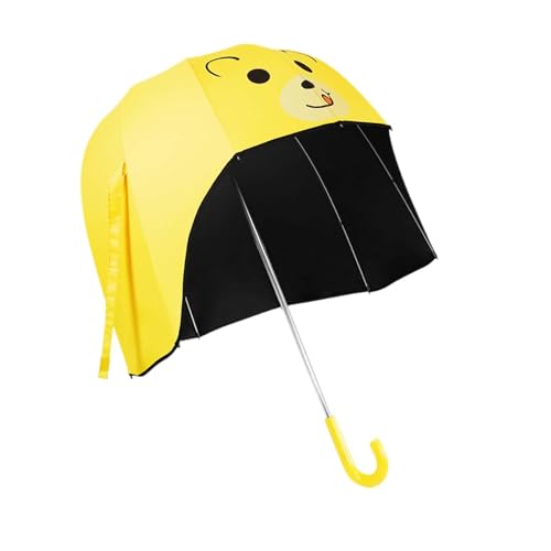 Stockschirm Sonnenschutz Tragbar Wasserdicht Regenfest Cartoon Sonne Regen Regenschirm Gerader Regenschirm für Den Täglichen Gebrauch, GELB von kowaku
