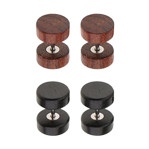 kowaku 2 Paar Elegante Holz Ohrstecker für Damen und Herren, Farbe2 (1,2x6x6mm) von kowaku