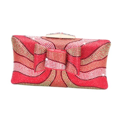 kowaku Abendtasche für Damen, Clutch mit Strasssteinen, Umhängetasche mit Riemen, Elegante Tragetasche für Abschlussball, Party, Bankett, Rot kowaku Abendtasche für Damen, Clutch mit Strasssteinen, Umhängetasche mit Riemen, Elegante Tragetasche für Abschlussball, Party, Bankett, Rot von kowaku