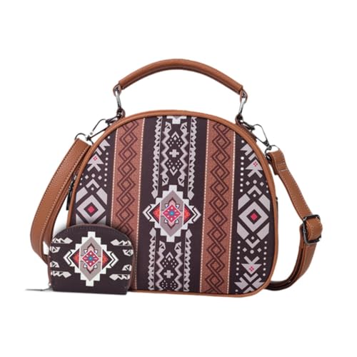 kowaku Bohemian Muster Frauen Handtasche Leinwand Umhängetasche für Ereignisse Mutter Geschenk Pendeln, Kaffee von kowaku