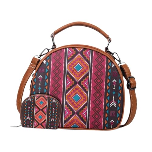 kowaku Bohemian Muster Frauen Handtasche Leinwand Umhängetasche für Ereignisse Mutter Geschenk Pendeln, Schwarz Rot von kowaku