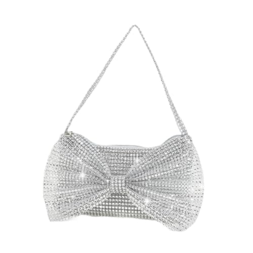 kowaku Damen Abend Clutch Geldbörse Stilvolle Strass Geldbörse für Shopping Street, Silber von kowaku