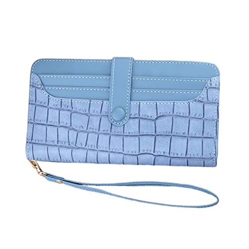 kowaku Damen Geldbörse mit Armband, Langformat, stilvolle Handy-Clutch aus Kunstleder, Kartenetui in Marineblau von kowaku