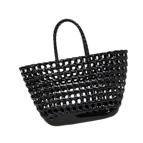 kowaku Damen Gewebte Tragetasche Wasserdicht Satchel Sommer Strand Handtasche für Urlaub Dating, Schwarz von kowaku
