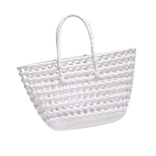kowaku Damen Gewebte Tragetasche Wasserdicht Satchel Sommer Strand Handtasche für Urlaub Dating, Weiß von kowaku