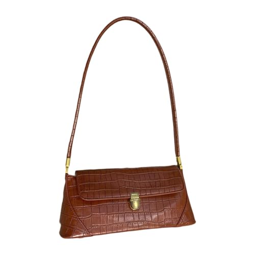 kowaku Damen PU- Unterarmtasche Casual Clutch Top Handle Handtasche für Reisen, Braun mit Textur von kowaku