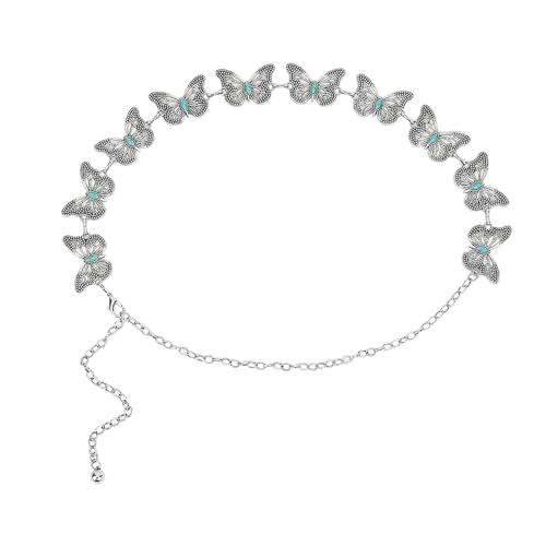 kowaku Elegante Schmetterlingskette für Frauen Und Mädchen, Taillenaccessoire Aus Metall, Silber von kowaku