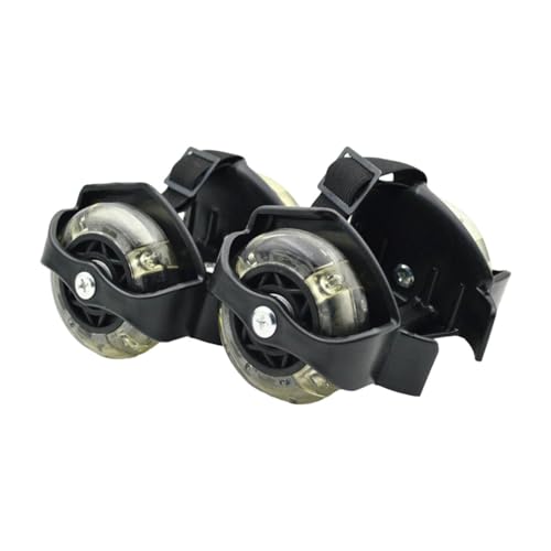 kowaku Fersenräder Rollschuhlaufen mit Lichtern Leuchtende Fersenräder Rollschuhe Verstellbar PVC für Kinder, Mädchen, Jungen, Schwarz von kowaku