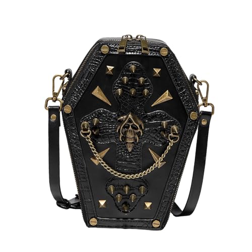 kowaku Gothic Umhängetasche Y2K Party Umhängetasche Schwarzes Portemonnaie Sarg Umhängetasche von kowaku