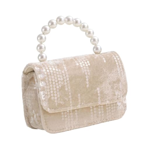 kowaku Handtasche für kleine Mädchen mit Perlengriff, vielseitige, stilvolle Geldbörse für Freizeitaktivitäten, Aprikose von kowaku