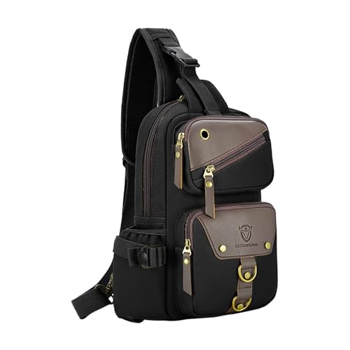 kowaku Herren Brusttasche Multifunktionale Mini Umhängetasche für Wandern Outdoor Sport, Schwarz von kowaku