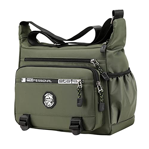 kowaku Herren Schultertasche Tote Bag Crossbody Bag Multi Pockets Reißverschluss Reisetasche Freizeittasche Tragetasche für Reisen Frühling, grün von kowaku