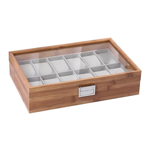 kowaku Holz-Uhrenboxen, Uhren-Aufbewahrungskoffer, großer Display-Halter für Uhren, Armreifen, Abnehmbarer Kissen-Display-Organizer für Männer und Frauen, 12 Steckplätze kowaku Holz-Uhrenboxen, Uhren-Aufbewahrungskoffer, großer Display-Halter für Uhren, Armreifen, Abnehmbarer Kissen-Display-Organizer für Männer und Frauen, 12 Steckplätze von kowaku