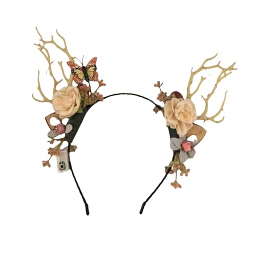 kowaku Leuchtendes Hirschgeweih-Blumen-Stirnband, Kopfbedeckung, kreatives Haarband für Karneval von kowaku