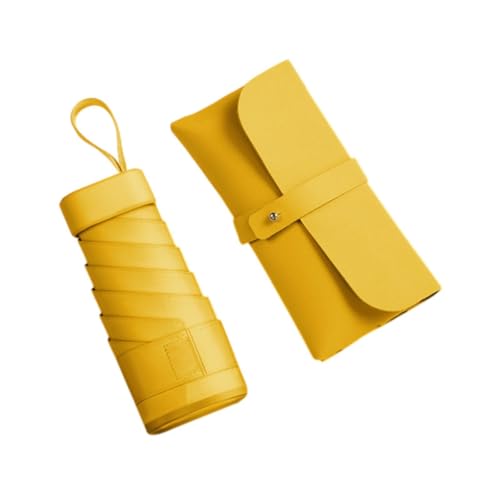 kowaku Mini -Regenschirm für Geldbörse Reiseweg für Mädchen und Frauen winddichtem Kleiner Taschenschirm für Outdoor -Reisen Camping Wandern, Gelb von kowaku