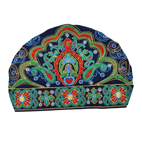 kowaku Mode Stretch Turban Hut Wraps Kappe Bestickt für Frauen Damen, Blau von kowaku