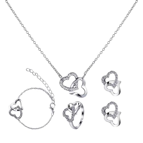 kowaku Muttertagsgeschenke, Liebesschmuckset, Armbandschmuck mit Herzanhänger für Frauen, Mutterschmuck für Ehefrau, Geburtstag, Valentinstag von kowaku