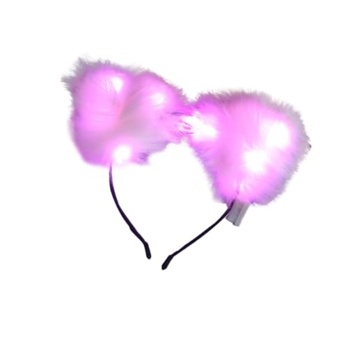 kowaku Stirnband mit leuchtenden Ohren, kreatives Dekor, Kopfband für Geburtstagsgeschenk, Foto-Requisite, Rosa Licht von kowaku