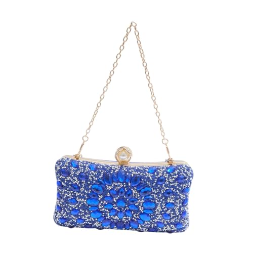 kowaku Strasssteine ​​Clutch -Geldbörsen eleganter Brieftasche mit Abnehmbarer Kette zum Engagement, Blau von kowaku