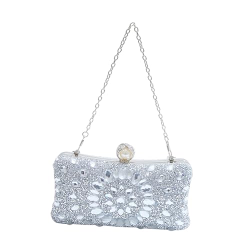 kowaku Strasssteine ​​Clutch -Geldbörsen eleganter Brieftasche mit Abnehmbarer Kette zum Engagement, Silber von kowaku