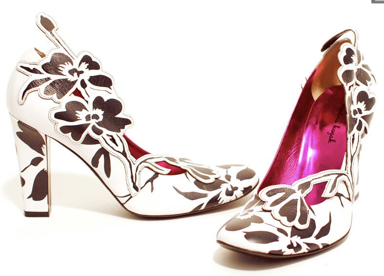 Blumenmädchen Heels - Black & White Flower Print Schuhe Von Kristina Kozak Blumenmädchen Heels - Black & White Flower Print Schuhe Von Kristina Kozak von kozak