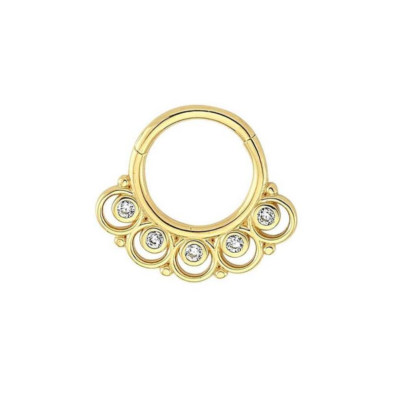 14K Gold Helix Piercing Mit Weißem Zirkon Stein von kozmodanet
