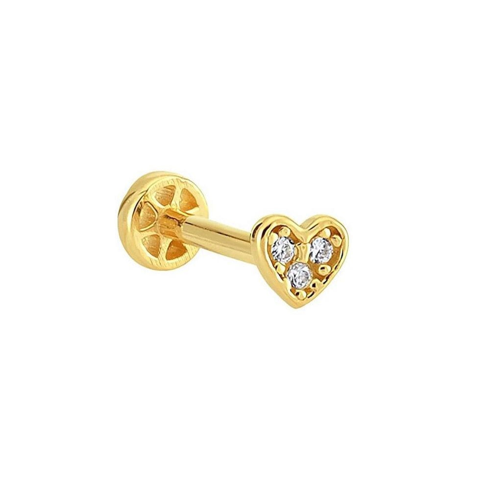 14K Gold Tragus Piercing Mit Herz Stein, Rosegold Sternzeichen Piercing, Helix Silber Ohrstecker, Echtes Solides Gold, Weißgold von kozmodanet