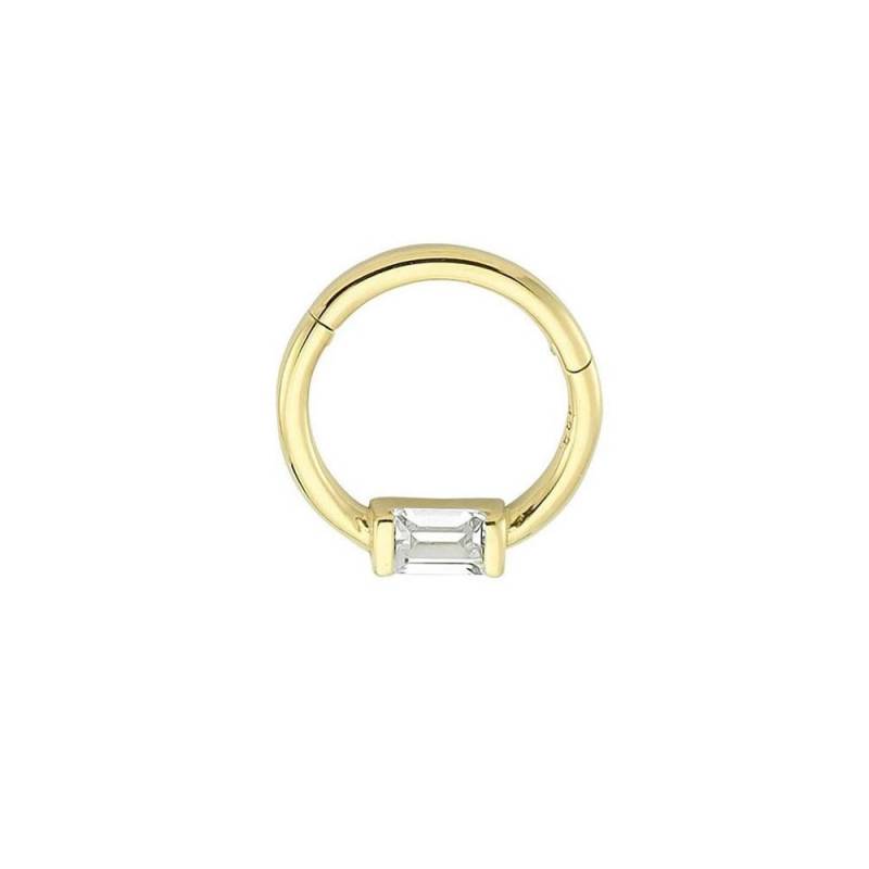 Baguette Single Stone 14K Gold Helix Piercing, Knorpel Helix, Zierliche Klapp Nasenring, Schmuck Für Frau, Geschenk Den Tag Der Frau von kozmodanet