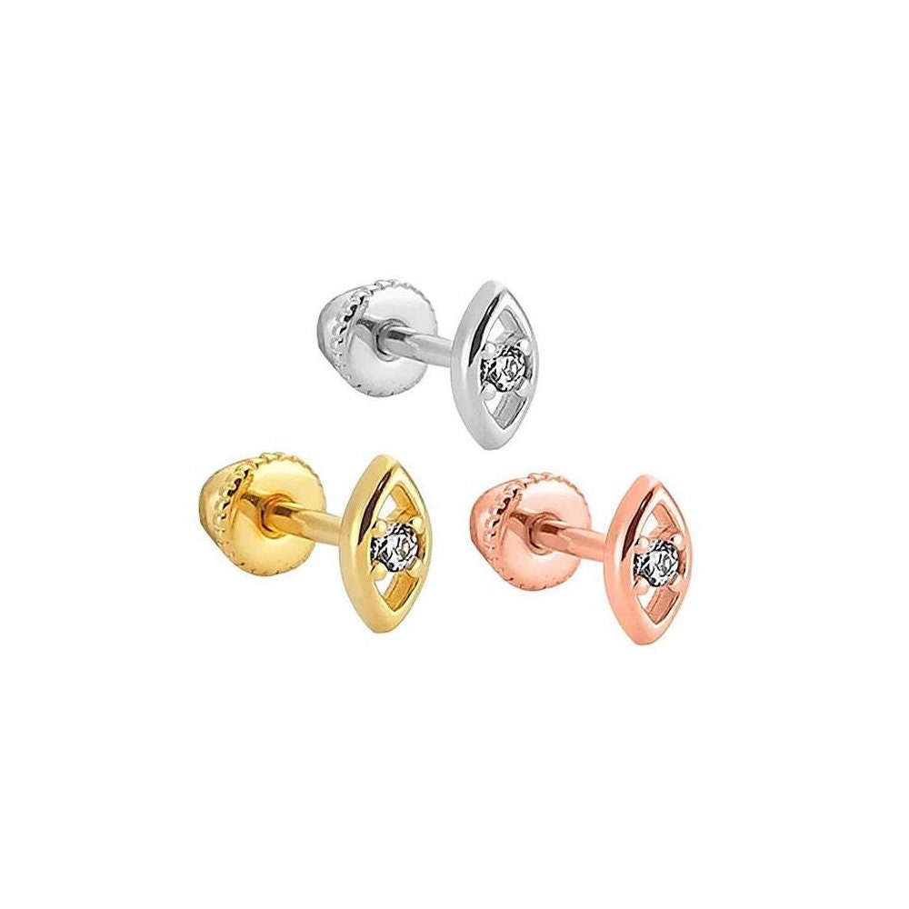 Ein Steinauge 14K Gold Tragus Piercing Cz Knorpel Ohrring Triple Forward Helix Nasenringe Ohrstecker von kozmodanet