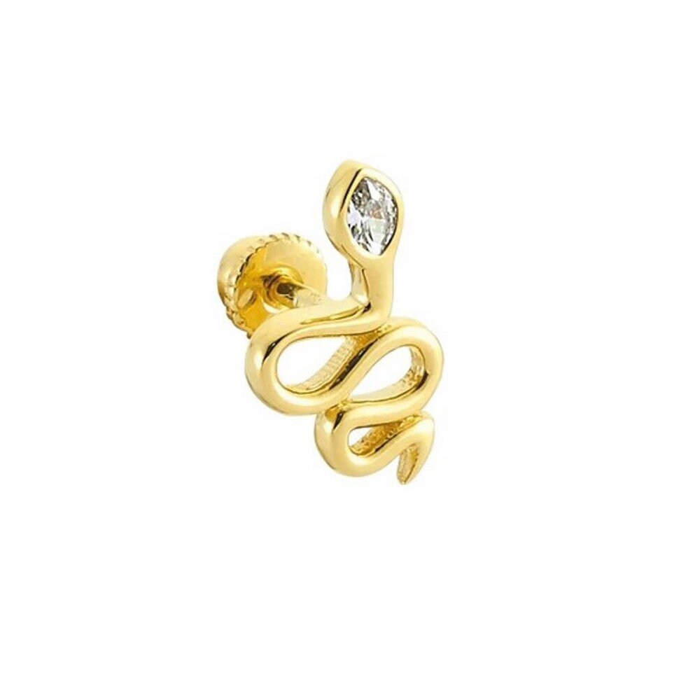 Einzelne Stein Schlange 14K Gold Tragus Piercing, Schlangen Ohrringe Mit 14K von kozmodanet