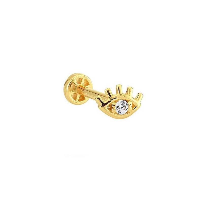 Eyed Single Stone 14K Gold Tragus Piercing von kozmodanet