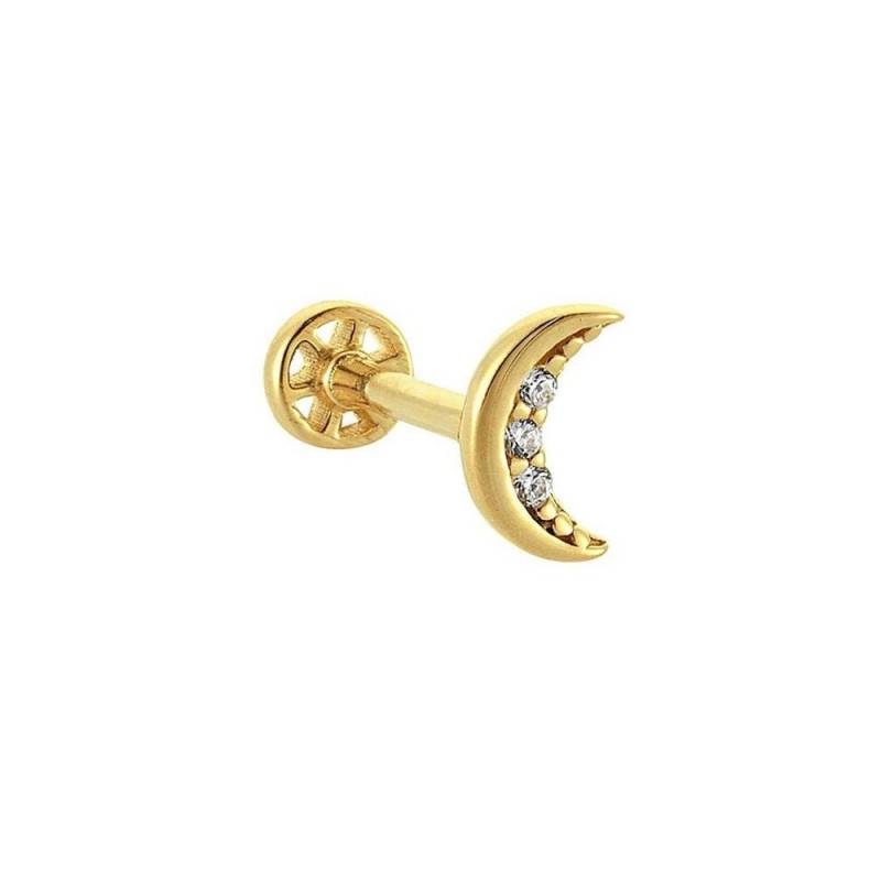 Halbmond Stein 14K Gold Tragus Piercing von kozmodanet