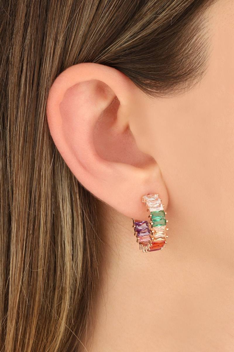Regenbogen Baguette Stein Ohrringe - Multicolor Handgemachte Statement Lgbt von kozmodanet
