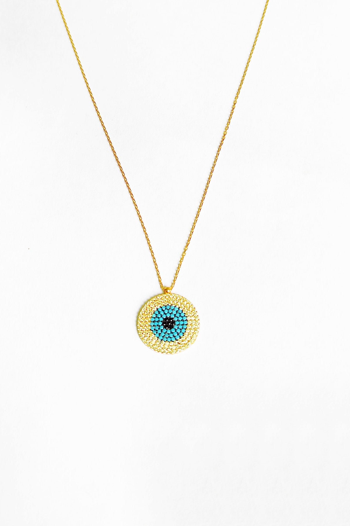 Türkis Stein Silber Evil Eye Halskette, Gold Kette Chunky, Geschenk Für Sie, Anhänger von kozmodanet