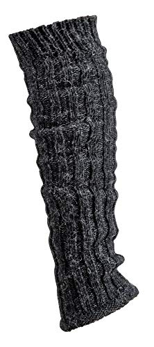 krautwear® Damen Mädchen 1 Paar Beinwärmer Stulpen Legwarmers Grobstrickstulpen mit Alpakawolle Alpaka Flauschig 40cm 80er Schwarz Weiß Grau Beige (anthrazit) von krautwear