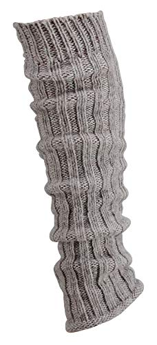 krautwear® Damen Mädchen 1 Paar Beinwärmer Stulpen Legwarmers Grobstrickstulpen mit Alpakawolle Alpaka Flauschig ca. 40cm 80er Schwarz Weiß Grau Beige (taupe) von krautwear