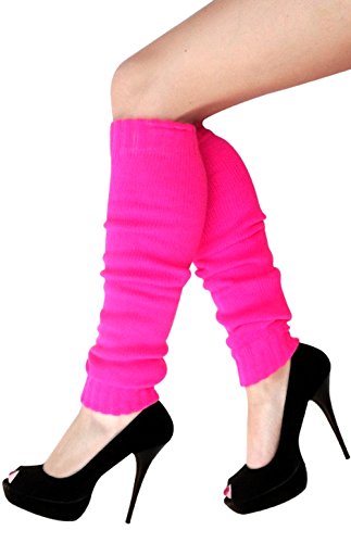 krautwear Damen 80er Jahre Neon Pink Set: Beinstulpen, Handschuhe, Stirnband & Schweißbänder - Karneval, Motto-Partys, Bad Taste Partys - Rosa, Einheitsgröße von krautwear