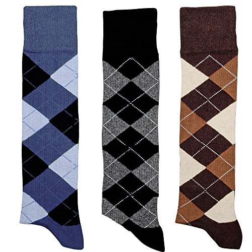 krautwear® Damen Kinder Kniestrümpfe 3 Paar Reit-Kniestrümpfe Reitstrümpfe Computer-Kniestrümpfe Karo Muster Hochwertige Gekämmte Baumwolle Handgekettelt Breiter Abschlussbund (blschwbrau 43-46) von krautwear