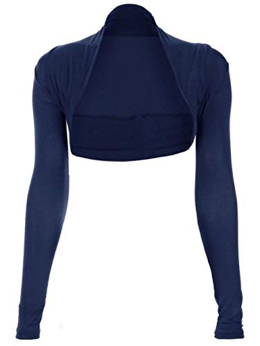 krautwear Damen Bolero Langarm Stola Bolerojacke Hochzeit Festlich Einfarbig schwarz grau rosa Navy (Navy) von krautwear