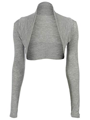 krautwear Damen Bolero Langarm Stola Bolerojacke Hochzeit Festlich Einfarbig schwarz grau rosa Navy (grau) von krautwear